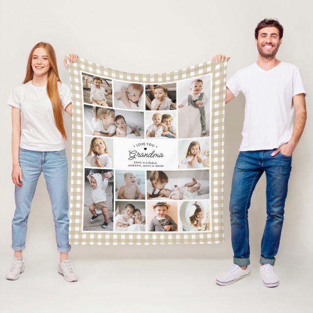 Liebe Sie Oma 14-Foto Collage Custom Text Geschenk Fleecedecke (Beispiel)