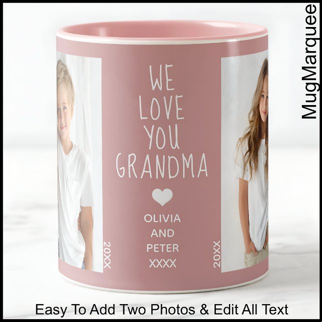 Liebe Sie Oma, Benutzerdefinierter Text, Dusty Ros Zweifarbige Tasse (Von Creator hochgeladen)