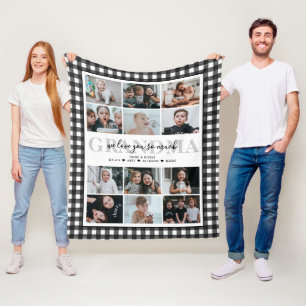 Liebe Sie Oma Custom Text 12-Foto Gingham Fleecedecke