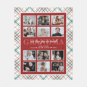 Liebe Sie Oma Custom Text 12-Foto Tartan Fleecedecke