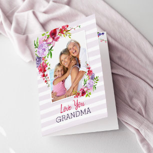 Liebe Sie Oma Lilac Floral Mutter Tag Foto Karte