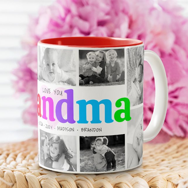 Liebe Sie Oma Multicolor Fett 10 FotoCollage Zweifarbige Tasse (Von Creator hochgeladen)