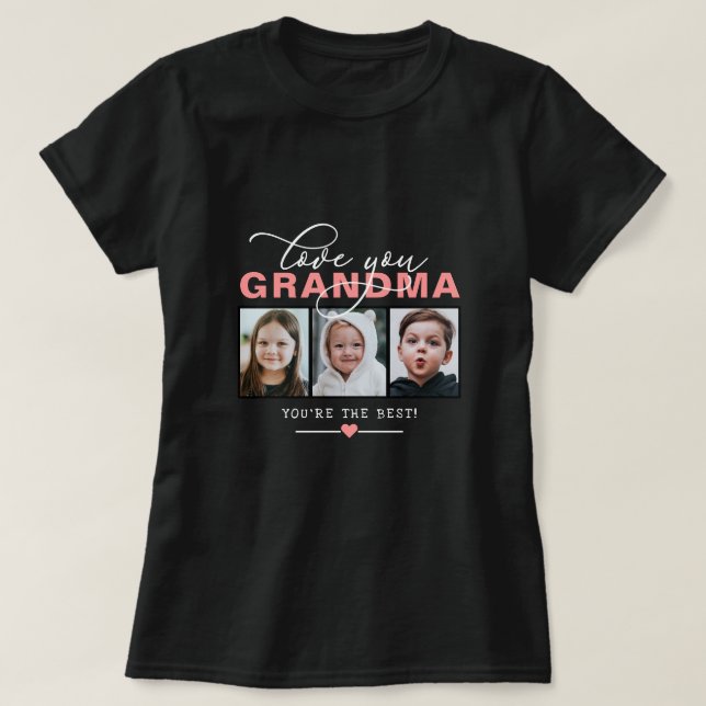 Liebe Sie Oma/Nana/andere 3 Foto Benutzerdefiniert T-Shirt (Design vorne)