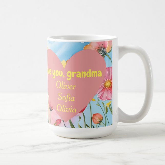 Liebe Sie Oma Wildblume rosa Herz Kaffeetasse (Von Creator hochgeladen)