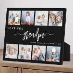 Liebe Sie Opa 8 FotoCollage Schwarz Fotoplatte<br><div class="desc">Gib Opa ein Geschenk, das er schätzen wird. Diese Collage aus dem Foto zeigt acht seiner liebsten quadratischen Fotos der Enkel, zusammen mit der Meldung "Liebe, du Opa". Das Wort "Großvater" erscheint in elegantem, weißem Schriftzeichen mit Schnörkeln am Anfang und Ende auf schwarzem Hintergrund. Fügen Sie die Namen von bis...</div>