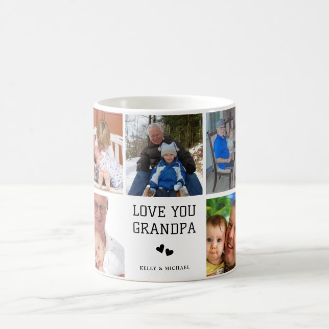 Liebe Sie Opa | Custom Foto Collage Coffee Tasse (Mittel)