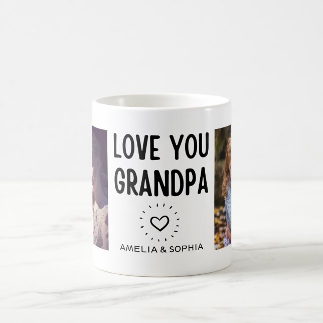 Liebe Sie Opa CustomZwei Foto Handgeschriebener Te Kaffeetasse (Mittel)