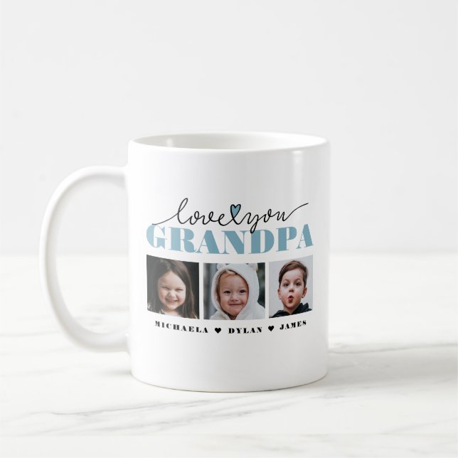 Liebe Sie Opa/Grampa/andere 3-Foto Kaffeetasse (Links)