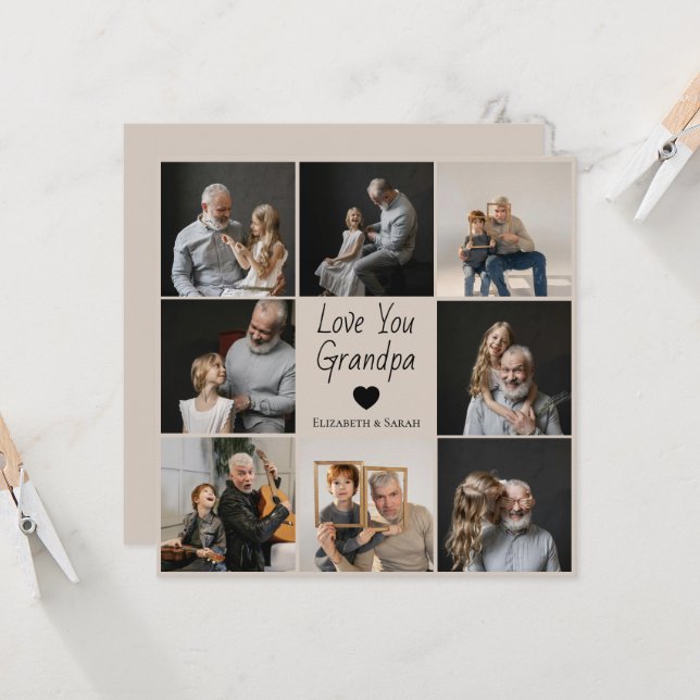 Liebe Sie Opa mit Herz und Fotos - (Vorderseite/Rückseite Beispiel)