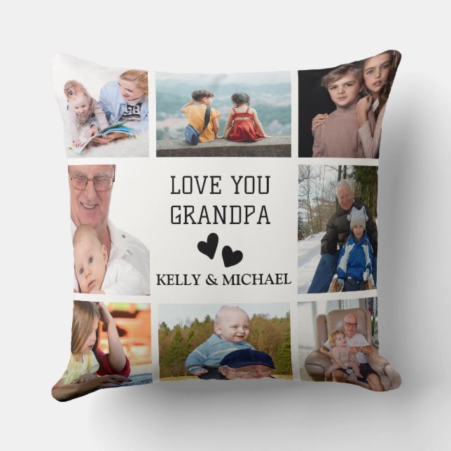 Liebe Sie Opa Modernes Collage Foto Kissen Kissen (Rückseite)