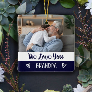Liebe Sie Opa   Navy Blue Color Block Two Foto Keramikornament