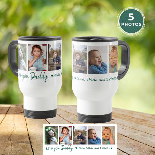 Liebe Sie Papa Vater's Day 5 Foto Collage Green Reisebecher