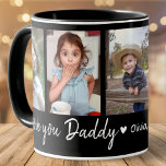 Liebe Sie Papa Vater's Day 5 Foto Collage Schwarz Tasse<br><div class="desc">Niedliche väterliche Tasse personalisiert mit 5 Fotos,  Liebe Sie Papa Typografie und Kindernamen.</div>