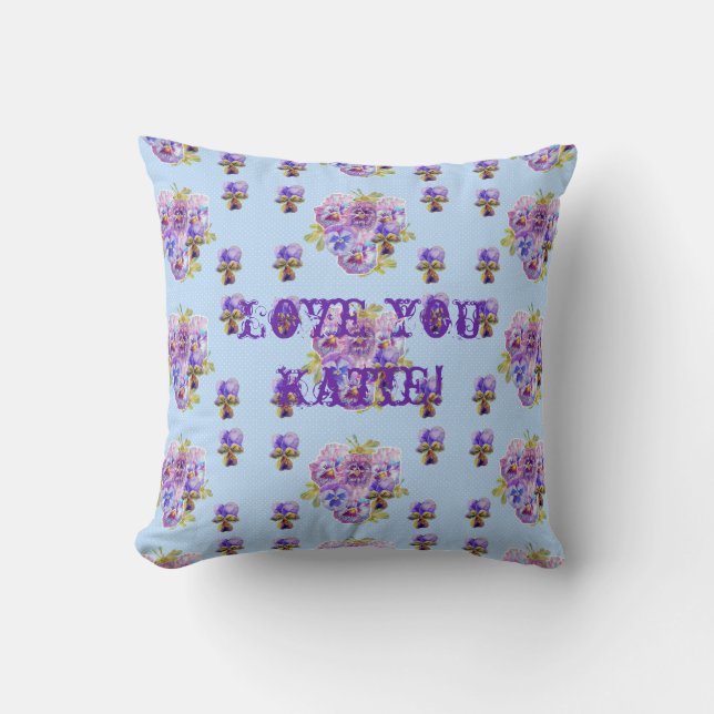 Liebe Sie personalisierte Girls Name Floral Cushio Kissen (Vorderseite)