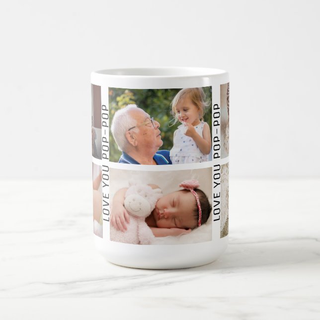 Liebe Sie Pop-Pop 6 Foto Custom Collage Opti Kaffeetasse (Mittel)