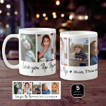 Liebe Sie Pop Pop Entenkinder 5 FotoCollage Kaffeetasse<br><div class="desc">Niedliche väterliche Tasse personalisiert mit 5 Fotos,  Liebe Sie Pop Typografie und Enkel Namen.</div>