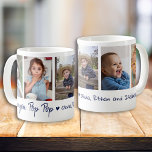 Liebe Sie Pop Pop Großkinder 5 Bildersammlung Kaffeetasse<br><div class="desc">Niedliche Opa Tasse personalisiert mit 5 Fotos,  Liebe Sie Pop Pop Typografie und Enkel Namen.</div>