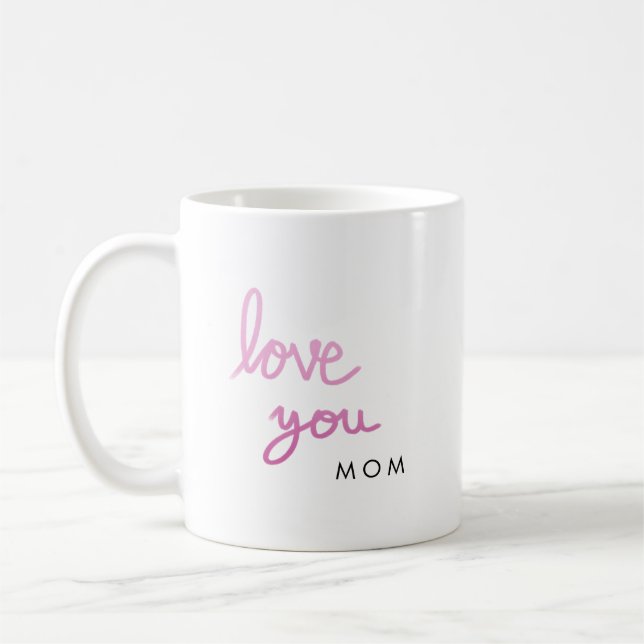 Liebe Sie rosa Handschrift personalisiert Kaffeetasse (Links)