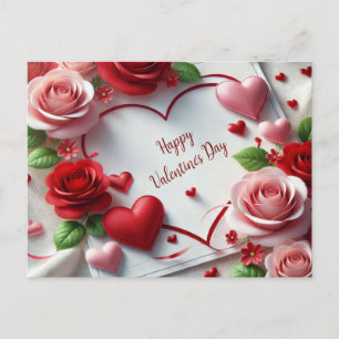 Liebe Sie Rose und Herz Valentinstag Feiertagspostkarte