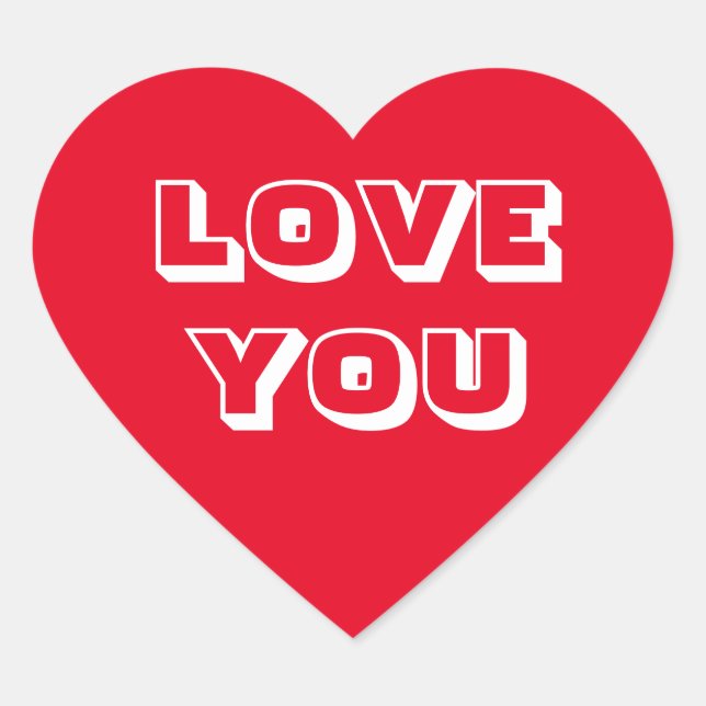 Liebe Sie rot-weiß-moderne fette Typografie niedli Herz-Aufkleber (Vorderseite)