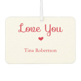 Liebe Sie rotes Herz personalisiert weiß Autolufterfrischer