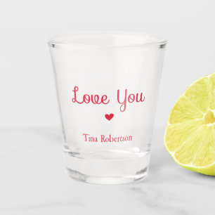 Liebe Sie rotes Herz personalisiert weiß Schnapsglas