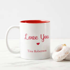Liebe Sie rotes Herz personalisiert weiß Zweifarbige Tasse