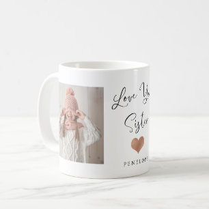 Liebe Sie Schwester Zwei Foto Script und Herz Kaffeetasse