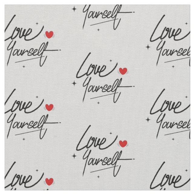 Liebe Sie selbst Handgeschriebenes Skriptmuster Stoff (Nahaufnahme)