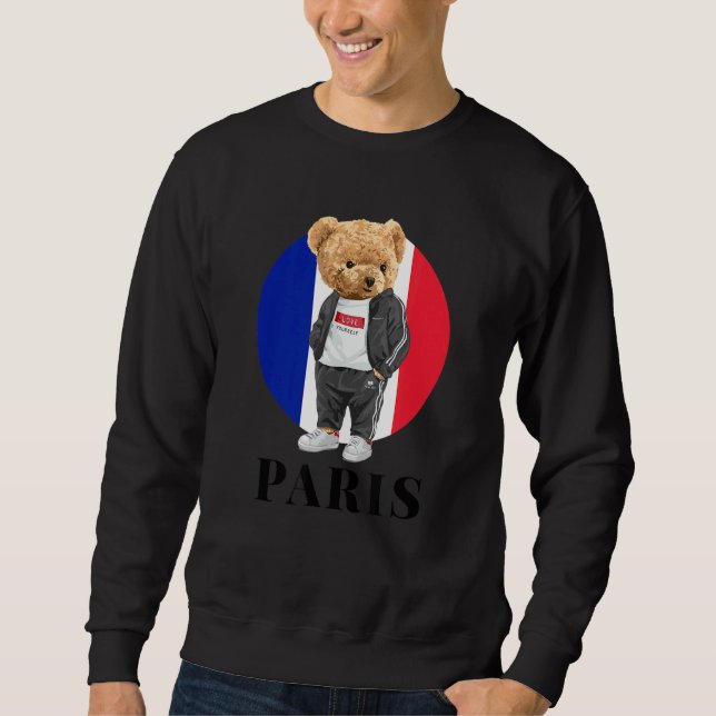 Liebe Sie selbst Illustration Paris Teddy Bear mit Sweatshirt (Vorderseite)
