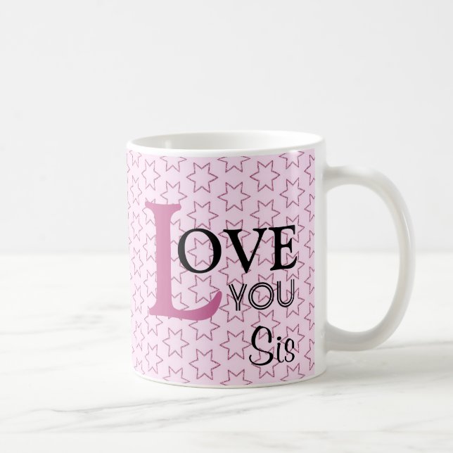 Liebe Sie SIS-Name-Rosa-Sterne Tasse (Rechts)