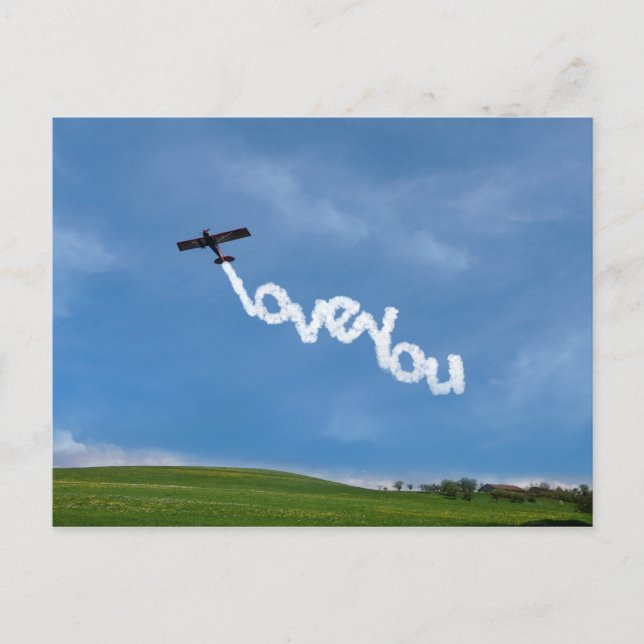 Liebe Sie Skywriting Postkarte (Vorderseite)