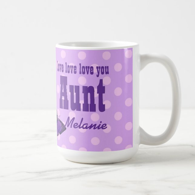Liebe Sie TANTE lila Schmetterling V01H Tasse (Rechts)