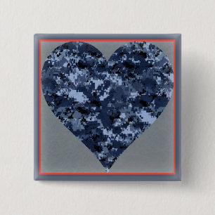 Liebe Sie U.S. Blue Camouflage Herz Valentine Butt Button