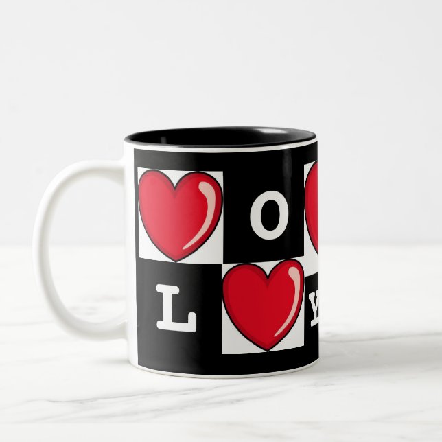Liebe Sie und Herzen Zweifarbige Tasse (Links)