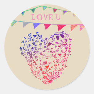 Liebe Sie, Valentine, Liebe-Aufkleber Runder Aufkleber