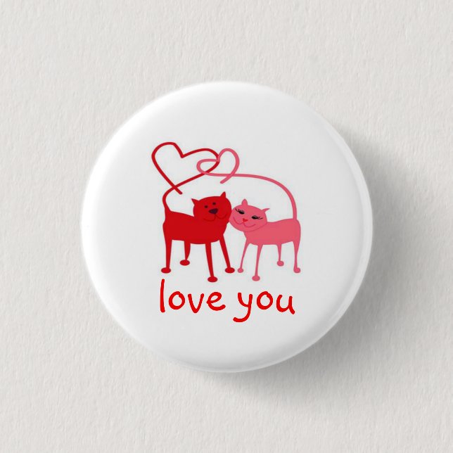 Liebe Sie Valentinerkatze Button (Vorderseite)