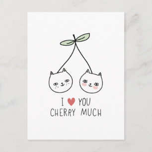 Liebe Sie Valentinstag Cherry Cat Lover Postkarte