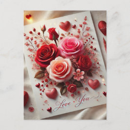 Liebe Sie Valentinstag Rose Postkarte