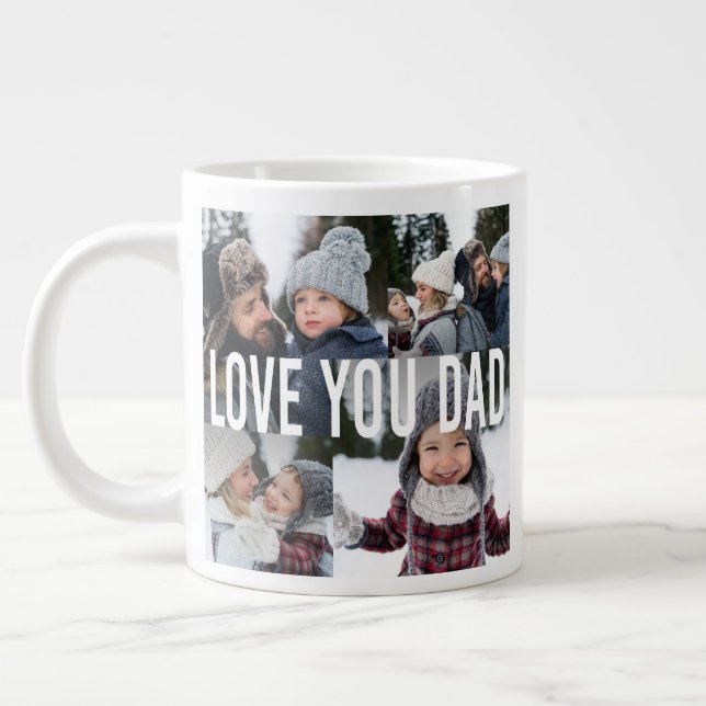Liebe Sie Vater Fotocollage Vatertag Jumbo-Tasse (Links)