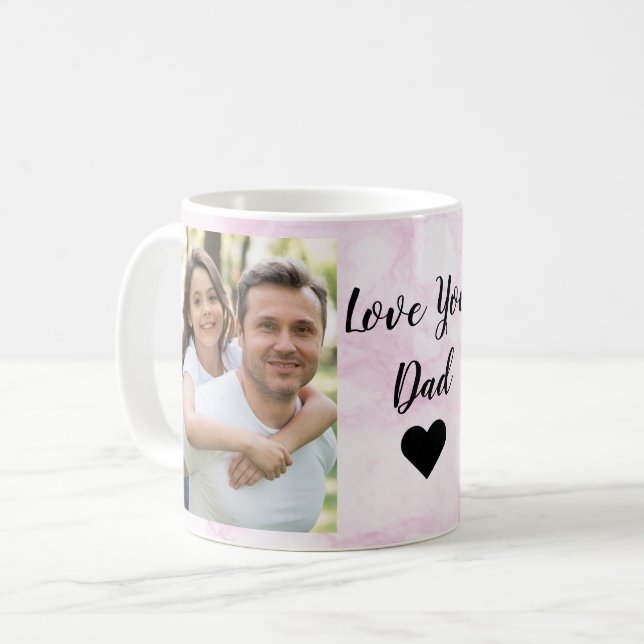 Liebe Sie Vater | Zwei Foto Script und Herz Kaffeetasse (Vorderseite Links)