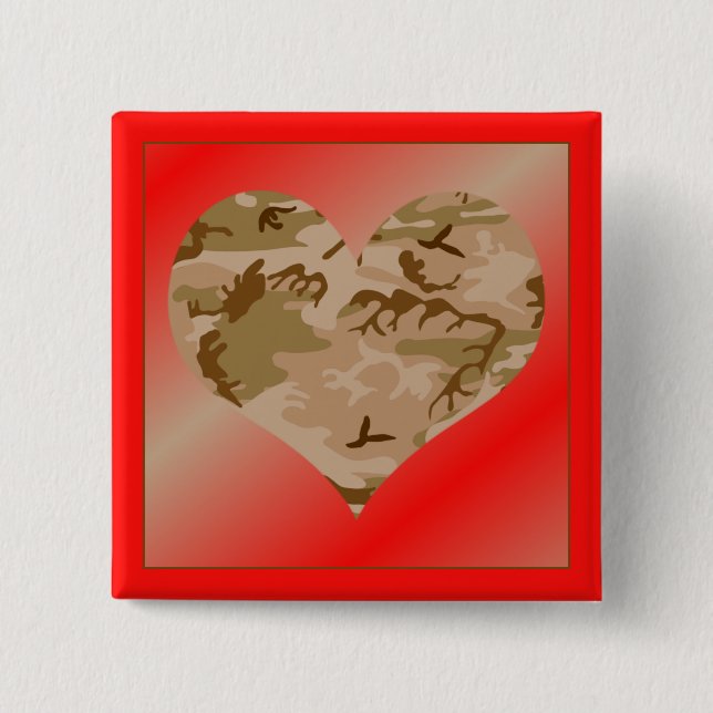 Liebe Sie Wüstengesund Camouflage Herzstück Valent Button (Vorderseite)