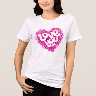 Liebe Sie x rosa Herz auf Baby-Puppenstück gelb Te Tri-Blend Shirt