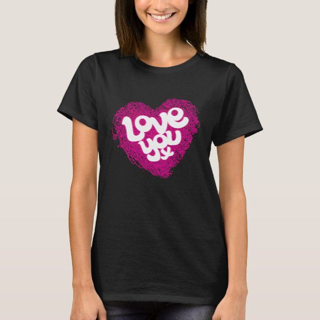 Liebe Sie x rosa Herz Slogan T - Shirt (Vorderseite)