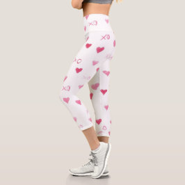 Liebe Sie XO Sweet Hearts rosa weißen Valentingenu Capri Leggings