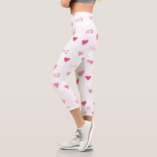 Liebe Sie XO Sweet Hearts rosa weißen Valentingenu Capri Leggings