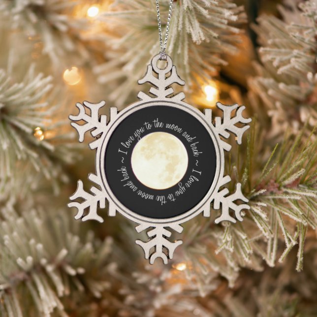 Liebe Sie zum Mond Schneeflocken Zinn-Ornament (Baum)