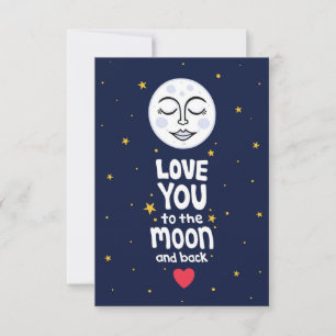 Liebe Sie zum Mond und zur Hand gezogenen Artwork Karte