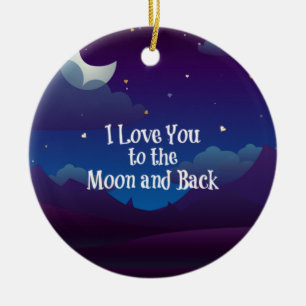 Liebe Sie zum Mond und zurück, Blue Indigo Keramik Ornament