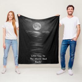 Liebe Sie zum Mond und zurück Schwarz-weiß Fleecedecke